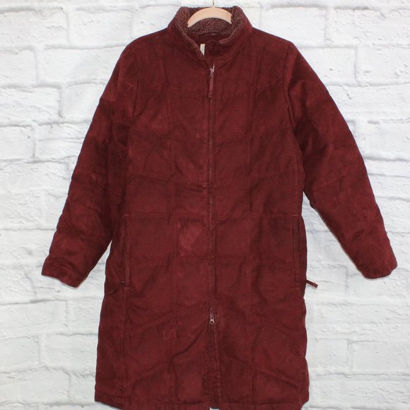 L.L. Bean Jackets & Blazers - LL BEAN Red Quilted Goose Down Coat Jacket Parka Faux Fur Size L Reg